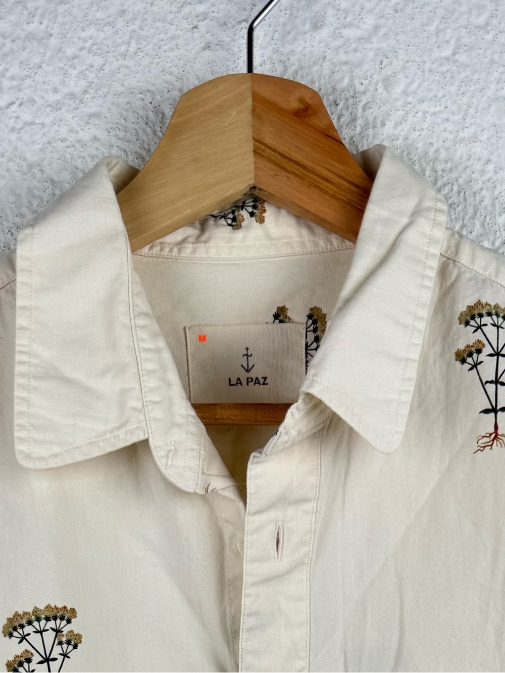 La Paz Alegre Flora Shirt – Portuguese Cotton Botanical Print Button-Up Size M - Picture 4 of 11